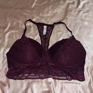 PINK Victoria's Secret Brand Burgundy Lace Bralette-Size Large-NWOT